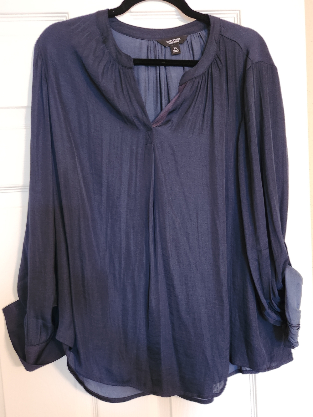 Simply Vera Vera Wang Navy Blue Long-Sleeve Peasant Blouse